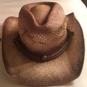 Peter Grimm Cowboy Hat Tan/Brown with rope tie